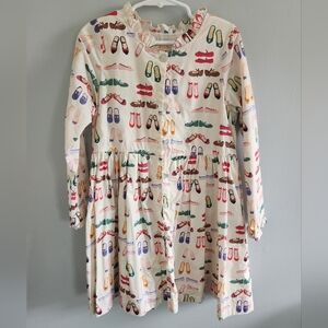 Pink Chicken Shoe Print Autumn Dress